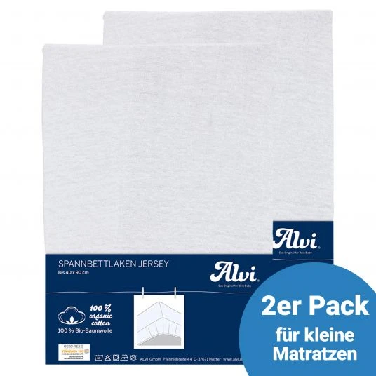 Alvi Spannbetttuch 2er Pack aus Bio-Baumwolle für kleine Matratzen 40 x 90 cm - Weiß 1 Alvi Spannbetttuch 2er Pack aus Bio-Baumwolle für kleine Matratzen 40 x 90 cm - Weiß