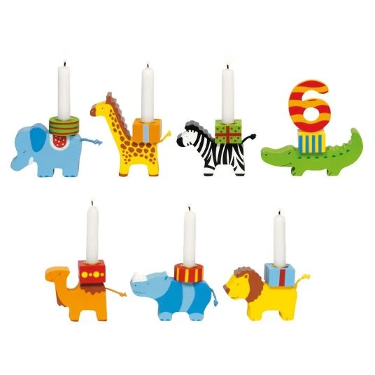 Goki Geburtstags-Tierparade mit Zahlen + 6 Kerzenhaltern 1 Goki Geburtstags-Tierparade mit Zahlen + 6 Kerzenhaltern
