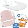 Hauck 5-tlg. Essbrett-Set für Alpha Plus - Click Tray + Sitzkissen + GRATIS 2x Silikon-Teller - White Muslin Rose
