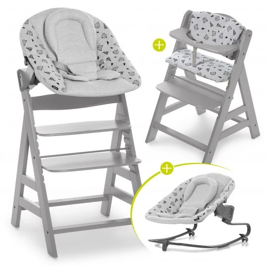 Hauck Alpha Plus Grau Newborn Set - 4-tlg. Hochstuhl + Aufsatz & Wippe Premium Nordic Grey + Sitzpolster 1 Hauck Alpha Plus Grau Newborn Set - 4-tlg. Hochstuhl + Aufsatz & Wippe Premium Nordic Grey + Sitzpolster