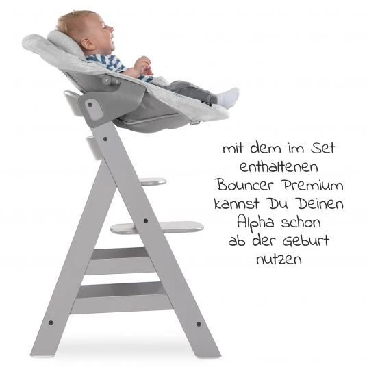 Hauck Alpha Plus Grau Newborn Set - 4-tlg. Hochstuhl + Aufsatz & Wippe Premium Nordic Grey + Sitzpolster 5 Hauck Alpha Plus Grau Newborn Set - 4-tlg. Hochstuhl + Aufsatz & Wippe Premium Nordic Grey + Sitzpolster – Bild 5
