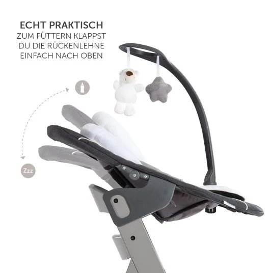 Hauck Alpha Plus Grau Newborn Set Deluxe - 4-tlg. Hochstuhl + 2in1 Neugeboreneneinsatz (verstellbar) + Sitzpolster 5 Hauck Alpha Plus Grau Newborn Set Deluxe - 4-tlg. Hochstuhl + 2in1 Neugeboreneneinsatz (verstellbar) + Sitzpolster – Bild 5