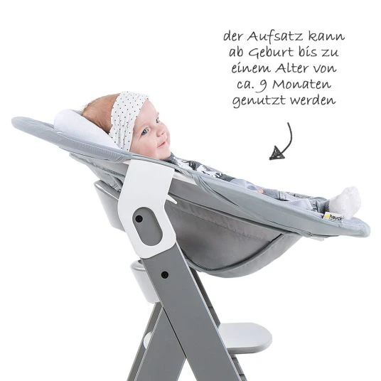 Hauck Alpha Plus Grey Newborn Set - 4-tlg. Hochstuhl + Neugeborenenaufsatz & Wippe Stretch Grey + Sitzkissen 5 Hauck Alpha Plus Grey Newborn Set - 4-tlg. Hochstuhl + Neugeborenenaufsatz & Wippe Stretch Grey + Sitzkissen – Bild 5