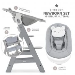 Hauck Alpha Plus Grey Newborn Set Pastell Bear - 4-tlg. Hochstuhl + Neugeborenenaufsatz + Sitzkissen Grau -Wohnen & Schlafen Verkäufe hauck alpha plus grey newborn set pastell bear 4 tlg hochstuhl neugeborenenaufsatz sitzkissen grau 1178 1833 7590 d2