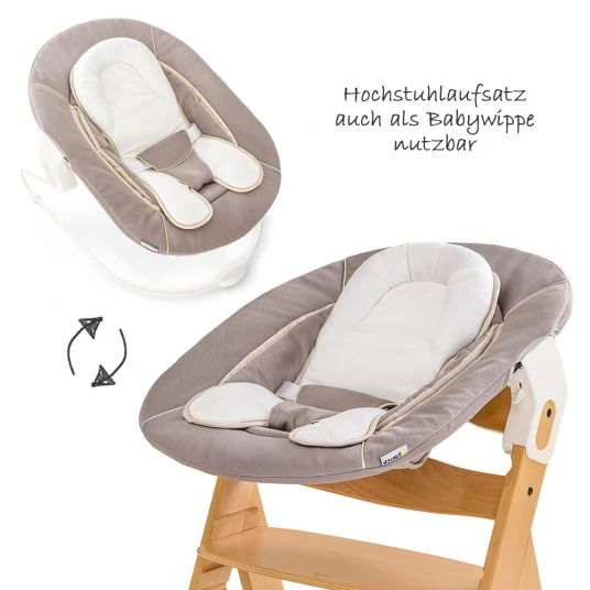 Hauck Alpha Plus Natur Newborn Set - 4-tlg. Hochstuhl + Neugeborenenaufsatz & Wippe Stretch Beige + Sitzkissen 3 Hauck Alpha Plus Natur Newborn Set - 4-tlg. Hochstuhl + Neugeborenenaufsatz & Wippe Stretch Beige + Sitzkissen – Bild 3