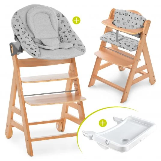 Hauck Alpha Plus Natur XL Newborn Set - Hochstuhl + 2in1 Aufsatz + Alpha Tray Essbrett + Sitzauflage - Nordic Grey 1 Hauck Alpha Plus Natur XL Newborn Set - Hochstuhl + 2in1 Aufsatz + Alpha Tray Essbrett + Sitzauflage - Nordic Grey