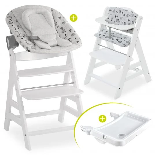 Hauck Alpha Plus Weiss XL Newborn Set - Hochstuhl + 2in1 Aufsatz + Alpha Tray Essbrett + Sitzauflage - Nordic Grey 1 Hauck Alpha Plus Weiss XL Newborn Set - Hochstuhl + 2in1 Aufsatz + Alpha Tray Essbrett + Sitzauflage - Nordic Grey