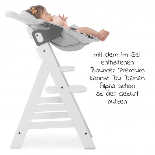 Hauck Alpha Plus Weiss XL Newborn Set - Hochstuhl + 2in1 Aufsatz + Alpha Tray Essbrett + Sitzauflage - Nordic Grey 5 Hauck Alpha Plus Weiss XL Newborn Set - Hochstuhl + 2in1 Aufsatz + Alpha Tray Essbrett + Sitzauflage - Nordic Grey – Bild 5