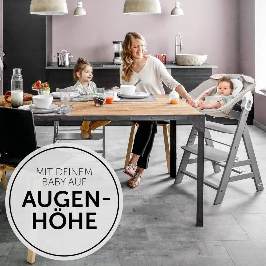 Hauck Alpha Plus White Newborn Set Pastell Bear - 4-tlg. Hochstuhl + Neugeborenenaufsatz + Sitzkissen Grey 2 Hauck Alpha Plus White Newborn Set Pastell Bear - 4-tlg. Hochstuhl + Neugeborenenaufsatz + Sitzkissen Grey – Bild 2