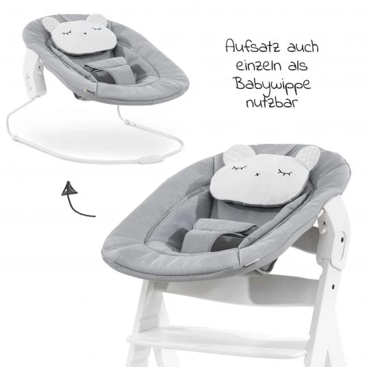 Hauck Alpha Plus White Newborn Set Pastell Bear - 4-tlg. Hochstuhl + Neugeborenenaufsatz + Sitzkissen Grey 4 Hauck Alpha Plus White Newborn Set Pastell Bear - 4-tlg. Hochstuhl + Neugeborenenaufsatz + Sitzkissen Grey – Bild 4