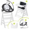 Hauck Beta Plus White Newborn Set - 5-tlg. Hochstuhl + Aufsatz & Wippe Deluxe, Essbrett, Sitzkissen - Melange Grey