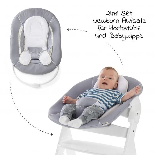 Hauck Beta Plus White Newborn Set - 5-tlg. Hochstuhl + Aufsatz & Wippe, Essbrett, Sitzkissen - Stretch Grey 3 Hauck Beta Plus White Newborn Set - 5-tlg. Hochstuhl + Aufsatz & Wippe, Essbrett, Sitzkissen - Stretch Grey – Bild 3