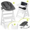 Hauck Beta Plus White Newborn Set - 5-tlg. Hochstuhl + Aufsatz & Wippe Premium, Essbrett, Sitzkissen - Jersey Charcoal