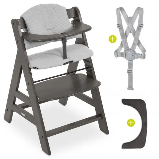 Hauck Hochstuhl Alpha Charcoal Selectline - im Sparset inkl. Sitzkissen Waffle Pique Grau 1 Hauck Hochstuhl Alpha Charcoal Selectline - im Sparset inkl. Sitzkissen Waffle Pique Grau