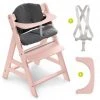 Hauck Hochstuhl Alpha Plus Rose - im Sparset inkl. Sitzkissen Jersey Charcoal - Rosa