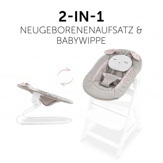 Hauck Neugeborenenaufsatz & Wippe für Alpha / Beta Hochstuhl - Bouncer 2in1 - Powder Bunny 3 Hauck Neugeborenenaufsatz & Wippe für Alpha / Beta Hochstuhl - Bouncer 2in1 - Powder Bunny – Bild 3