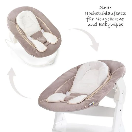 Hauck Neugeborenenaufsatz & Wippe für Alpha Hochstuhl - Bouncer 2in1 - Stretch Beige 2 Hauck Neugeborenenaufsatz & Wippe für Alpha Hochstuhl - Bouncer 2in1 - Stretch Beige – Bild 2