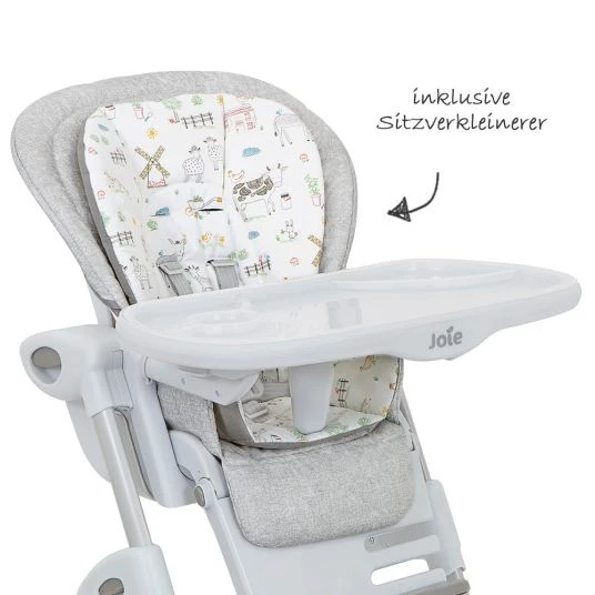 Joie Hochstuhl Mimzy 2in 1 inkl. Esstablett & Sitzverkleinerer - Farm Friends - Kollektion 2022 2 Joie Hochstuhl Mimzy 2in 1 inkl. Esstablett & Sitzverkleinerer - Farm Friends - Kollektion 2022 – Bild 2