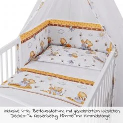 Jonka Babybett-Komplett-Set Mona inkl. Bettwäsche, Himmel, Nestchen & Matratze 70 x 140 cm - Honigbär - Weiß -Wohnen & Schlafen Verkäufe jonka babybett komplett set mona inkl bettwasche himmel nestchen matratze 70 x 140 cm honigbar weiss kp 500 3050 05 d3