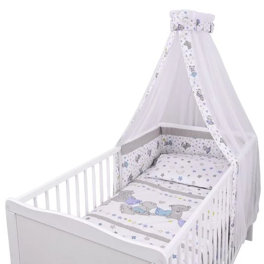 Jonka Babybett-Komplett-Set Sina inkl. Bettwäsche, Himmel, Nestchen & Matratze 60 x 120 cm - Kuschelbär - Weiß 2 Jonka Babybett-Komplett-Set Sina inkl. Bettwäsche, Himmel, Nestchen & Matratze 60 x 120 cm - Kuschelbär - Weiß – Bild 2