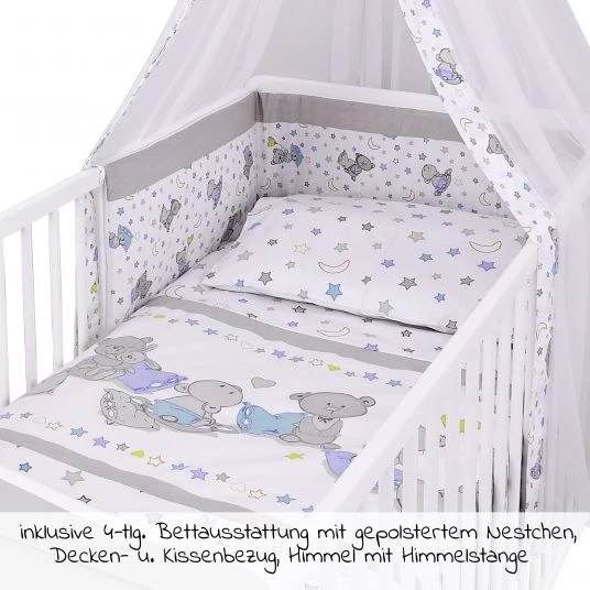 Jonka Babybett-Komplett-Set Sina inkl. Bettwäsche, Himmel, Nestchen & Matratze 60 x 120 cm - Kuschelbär - Weiß 3 Jonka Babybett-Komplett-Set Sina inkl. Bettwäsche, Himmel, Nestchen & Matratze 60 x 120 cm - Kuschelbär - Weiß – Bild 3