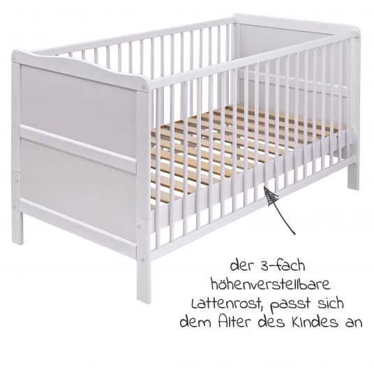 Jonka Babybett und Kinderbett Mona 70 x 140 cm - Weiß 2 Jonka Babybett und Kinderbett Mona 70 x 140 cm - Weiß – Bild 2