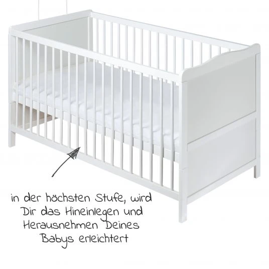 Jonka Babybett und Kinderbett Mona 70 x 140 cm - Weiß 3 Jonka Babybett und Kinderbett Mona 70 x 140 cm - Weiß – Bild 3