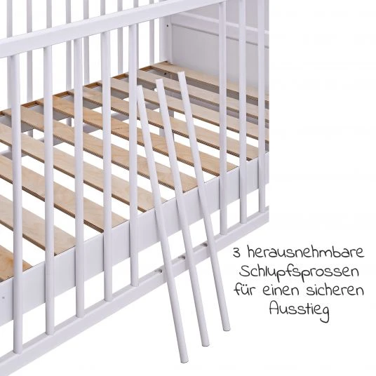 Jonka Babybett und Kinderbett Mona 70 x 140 cm - Weiß 6 Jonka Babybett und Kinderbett Mona 70 x 140 cm - Weiß – Bild 6