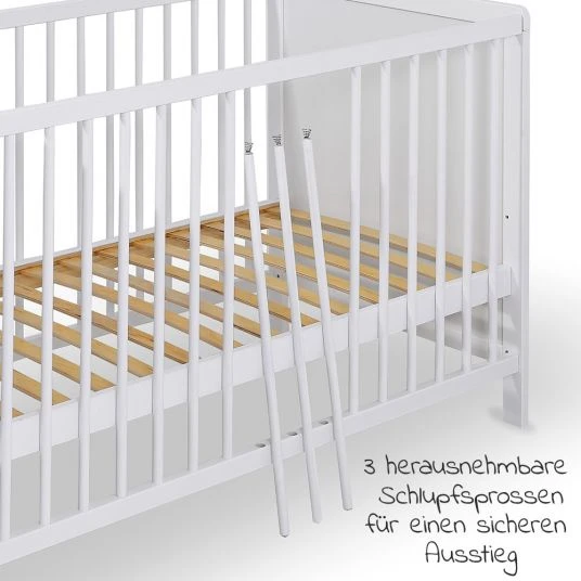 Jonka Kinderbett Sina Kiefer 60 x 120 cm - Weiß 4 Jonka Kinderbett Sina Kiefer 60 x 120 cm - Weiß – Bild 4