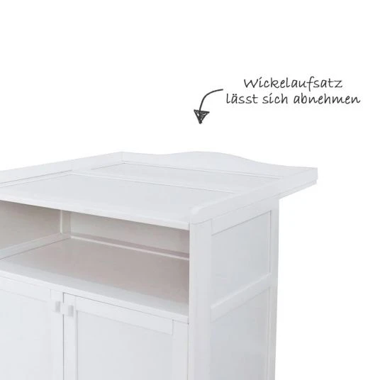 Jonka Kinderzimmer Sparset Mona mit Bett, Wickelkommode, Bettwäsche, Himmel, Nestchen & Matratze 70x140 cm - Spielbär - Weiß 6 Jonka Kinderzimmer Sparset Mona mit Bett, Wickelkommode, Bettwäsche, Himmel, Nestchen & Matratze 70x140 cm - Spielbär - Weiß – Bild 6