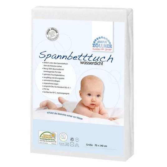 Julius Zöllner Spannbetttuch wasserdicht 70 x 140 cm - Weiß 1 Julius Zöllner Spannbetttuch wasserdicht 70 x 140 cm - Weiß
