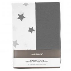 Wohnen & Schlafen Verkäufe 7 LaLoona 2er Pack Spannbetttuch für Kinderbett 60 x 120 / 70 x 140 cm - Grau Sterne