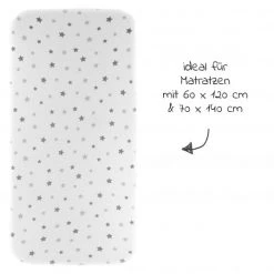 LaLoona 2er Pack Spannbetttuch für Kinderbett 60 x 120 / 70 x 140 cm - Grau Sterne -Wohnen & Schlafen Verkäufe laloona 2er pack spannbetttuch fur kinderbett 60 x 120 70 x 140 cm grau sterne 565990 d2