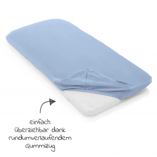 LaLoona 2er Pack Spannbetttuch für Kinderbett 60 x 120 / 70 x 140 cm - Weiß Hellblau 5 LaLoona 2er Pack Spannbetttuch für Kinderbett 60 x 120 / 70 x 140 cm - Weiß Hellblau – Bild 5