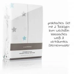 Wohnen & Schlafen Verkäufe -Wohnen & Schlafen Verkäufe laloona 2er pack spannbettuch fur kinderbett 60 x 120 70 x 140 cm weiss sterne grau mint 565991 d1