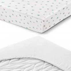LaLoona 2er Pack Spannbetttuch für Kinderbett 60 x 120 / 70 x 140 cm - Weiß Sterne Grau Mint -Wohnen & Schlafen Verkäufe laloona 2er pack spannbettuch fur kinderbett 60 x 120 70 x 140 cm weiss sterne grau mint 565991 d6