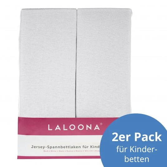 LaLoona Spannbettlaken 2er Pack für Matratzengröße 60x120 cm und 70x140 cm - Weiß 1 LaLoona Spannbettlaken 2er Pack für Matratzengröße 60x120 cm und 70x140 cm - Weiß