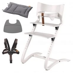 Leander Hochstuhl-Set 6-tlg. Classic inkl. Bügel, Tablett, Ledergurt, Sicherheitsgurt & Sitzkissen - Weiß - Kollektion 2022