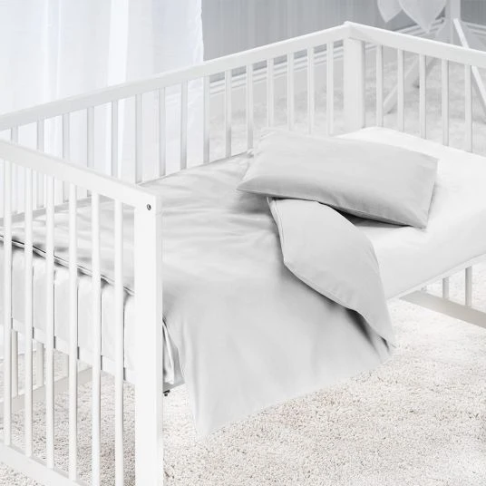 Makian Bettwäsche 80 x 80 cm - Uni - Grau 2 Makian Bettwäsche 80 x 80 cm - Uni - Grau – Bild 2