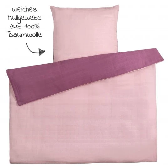 Makian Wende-Bettwäsche Mull 80 x 80 / 35 x 40 cm - Orchidee / Puder 3 Makian Wende-Bettwäsche Mull 80 x 80 / 35 x 40 cm - Orchidee / Puder – Bild 3