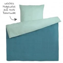 Makian Wende-Bettwäsche Mull 80 x 80 / 35 x 40 cm - Patina / Mint -Wohnen & Schlafen Verkäufe makian wende bettwasche mull 80 x 80 35 x 40 cm patina mint pppm d2