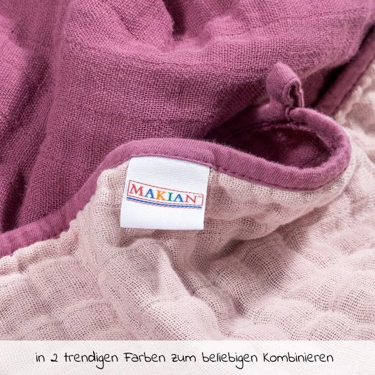 Makian Wende-Kuscheldecke / Babydecke Mull 4-lagig 70 x 100 cm - Orchidee Puder 3 Makian Wende-Kuscheldecke / Babydecke Mull 4-lagig 70 x 100 cm - Orchidee Puder – Bild 3