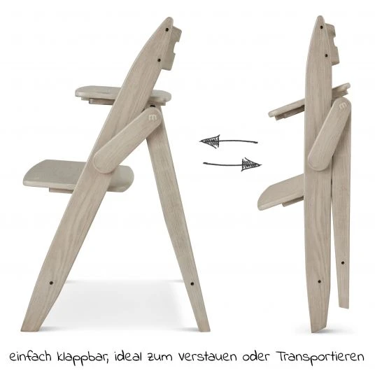 Moji Hochstuhl Yippy Trunk - flach klappbar, mitwachsend, Vollholz - Cashmere 3 Moji Hochstuhl Yippy Trunk - flach klappbar, mitwachsend, Vollholz - Cashmere – Bild 3