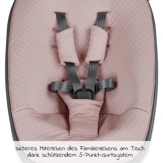Moji Neugeborenenaufsatz inkl. Bezug, Matratze, Gurtsystem für Yippy Hochstuhl - Rose Gold 3 Moji Neugeborenenaufsatz inkl. Bezug, Matratze, Gurtsystem für Yippy Hochstuhl - Rose Gold – Bild 3