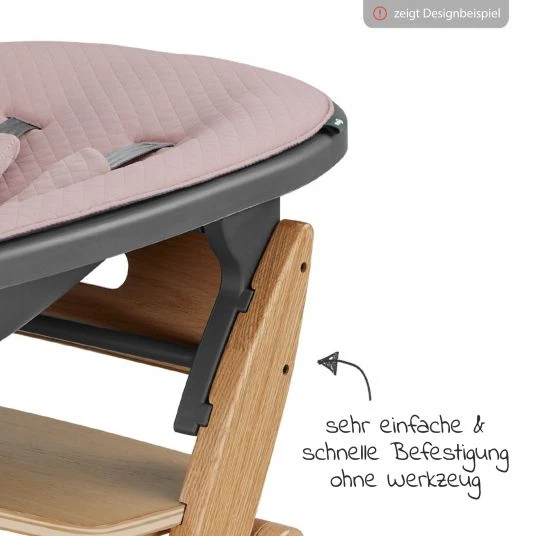 Moji Neugeborenenaufsatz inkl. Bezug, Matratze, Gurtsystem für Yippy Hochstuhl - Rose Gold 4 Moji Neugeborenenaufsatz inkl. Bezug, Matratze, Gurtsystem für Yippy Hochstuhl - Rose Gold – Bild 4