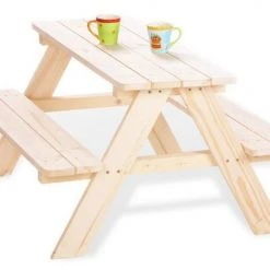 Pinolino Kinder-Sitzgarnitur Nicki für 4 Kinder - Fichte massiv Natur