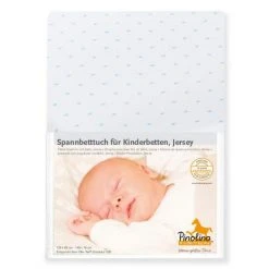 Pinolino Spannbetttuch für Kinderbett - 2er Pack 60 x 120 / 70 x 140 cm - Sternchen - Hellblau