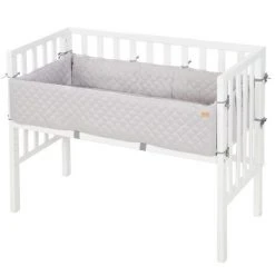 Roba 2in1 Beistellbett, Bank & Matratze & Nestchen Roba Style - Silbergrau - Weiß