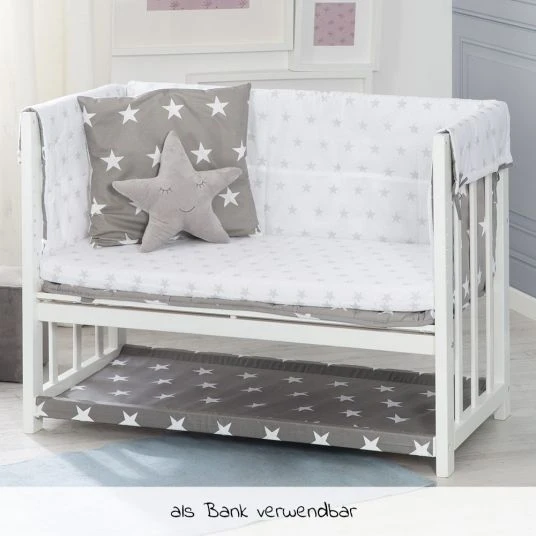 Roba 3in1 Stubenbett, Beistellbett, Bank & Textile-Ausstattung - Little Stars - Weiß 5 Roba 3in1 Stubenbett, Beistellbett, Bank & Textile-Ausstattung - Little Stars - Weiß – Bild 5