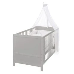 Roba Babybett-Komplett-Set Taupe - inkl. Bettwäsche, Himmel, Nestchen & Matratze 70 x 140 cm - Sternenzauber Grau